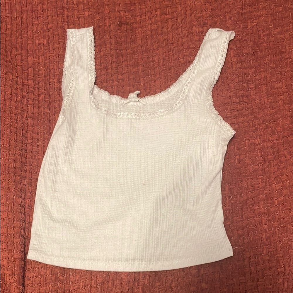 White Lace Trim Women's Top